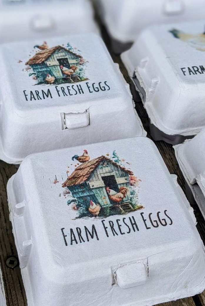 Premium branded and packaged eggs.